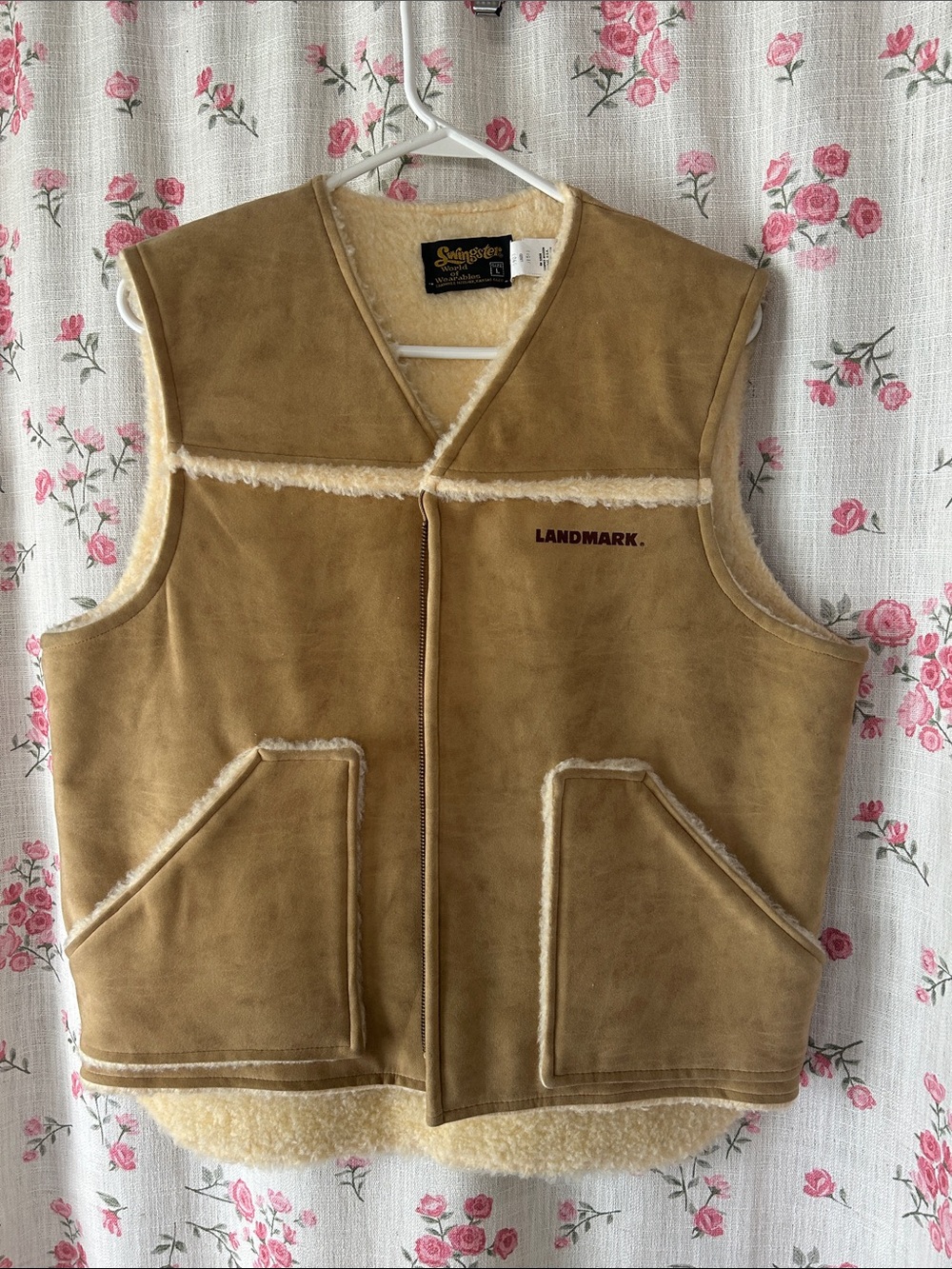 LANDMARK Men's Tan Shearling-Lined Vest